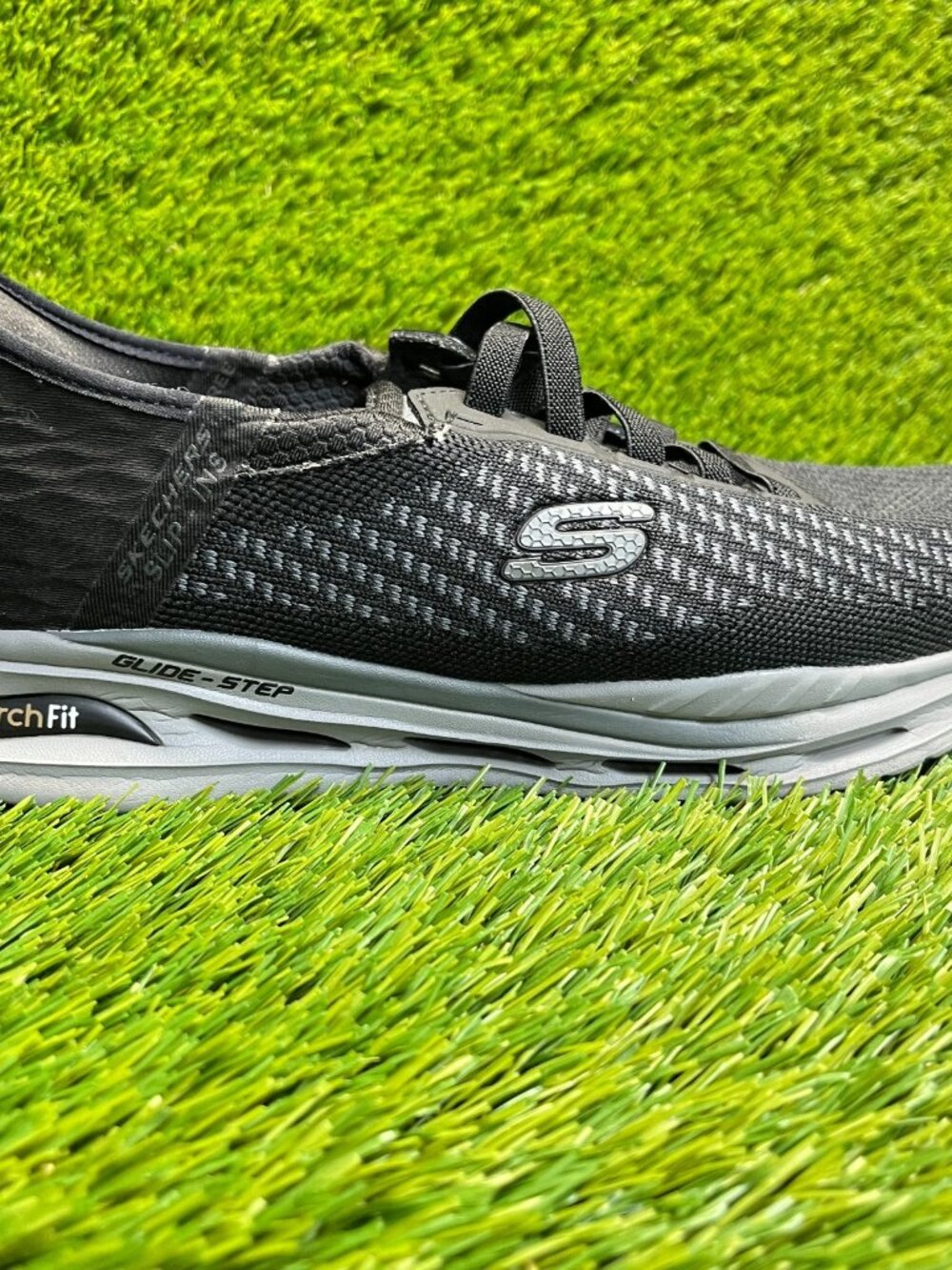Skechers Arch Fit Orvan Drex Mens Size 8EE Black Athletic Slip On Shoes Sneakers